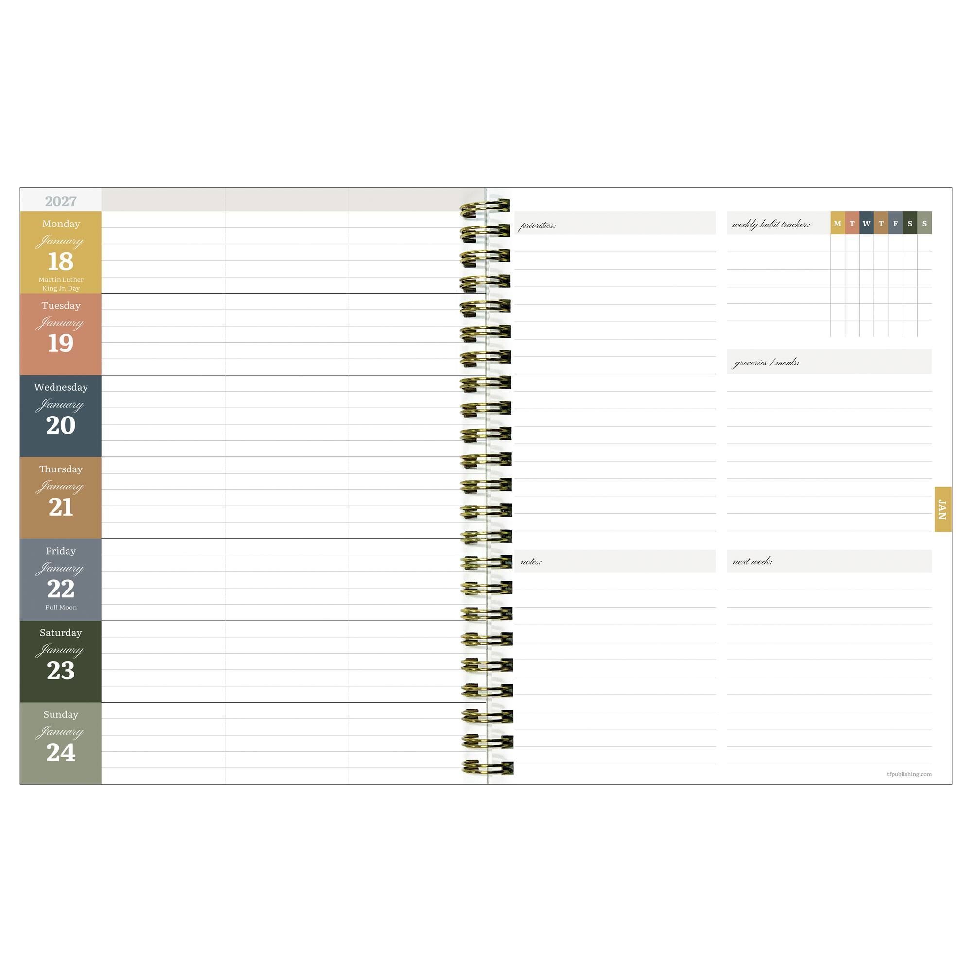 TF Publishing Medium 2026-27 The Rose Garden Weekly Monthly Planner